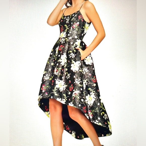 NWT Aidan Mattox high-low shimmery floral midi dress - Picture 7 of 7